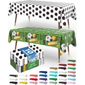 2 x Pureegg Soccer Party Decorations 2026 Plastic Tablecloth Disposable 10 Pack, Rectangle Table Cover 54 x 108 Inch, Plastic Table Cloth for Soccer Birthday Party, Green and White Soccer