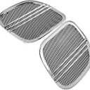 HDBUBALUS Motorbike Tri-Line Speaker Grills Cover Trim Mesh for Harley Road Glide FLTRX 2015 2016 2017 2018,Chrome