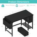 Lufeiya Computer Desk with Fabric Drawers, 40 Inch Reversible Gaming Desk for Small Space Home Office, Modern Simple Study Writing Table PC Desks for Bedroom, Black