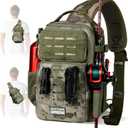 Ghosthorn Fishing Backpack with Rod Holder - Tackle Sling Bag - Fly Fishing Gifts for Men and Women (Green Camouflage)