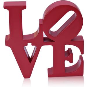 GLOBOTECH Love Word Art Resin Tabletop Dcor, Red Contemporary Romantic Gift, Freestanding Home Decoration