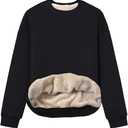 Gihuo Women's Winter Fleece Sherpa Lined Crewneck Pullover Sweatshirt (US, Alpha, Small, Regular, Regular, Black)