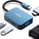 BENFEI USB C HUB 4-in-1, USB Type-C to HDMI VGA Adapter, USB C to USB Adapter, USB Type-C Power Delivery, Compatible with iPhone 15 Pro/Max, MacBook Pro/Air 2023, iPad Pro, iMac, S23, XPS 17 (Blue)
