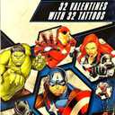 Marvel Avengers 32 Valentine Exchange Cards with 32 Tattoos