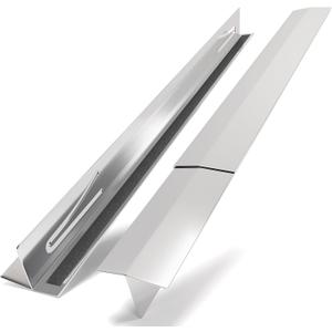 T-Shaped Stainless Steel Stove Gap Covers with Non-Slip Grip Strips  Extendable Length Stove Gap Filler (2 Pack, 14"-27.5")  Non-Sliding, Heat Resistant for Seamless Kitchen Protection (Silver)