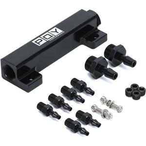 6 Port Vacuum Block Intake Manifold Kit Intake Fuel Wastegate Turbo Boost 1/8NPT for Racing Vacuum Manifold Black