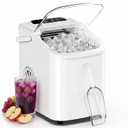 Sweetcrispy Countertop Ice Maker with Scoop, Basket and Handle, Portable Ice Machine 9 Cubes Ready in 6 Mins, 26.5lbs in 24Hrs, 2 Sizes for Home Kitchen Office Bar Party