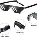 2 x JDD 3 Pack Whole Thug Life 8 Bits Pixelated Meme Party Sunglasses Mosaic Gamer Photo Props Glasses for Men Women, Black, Large