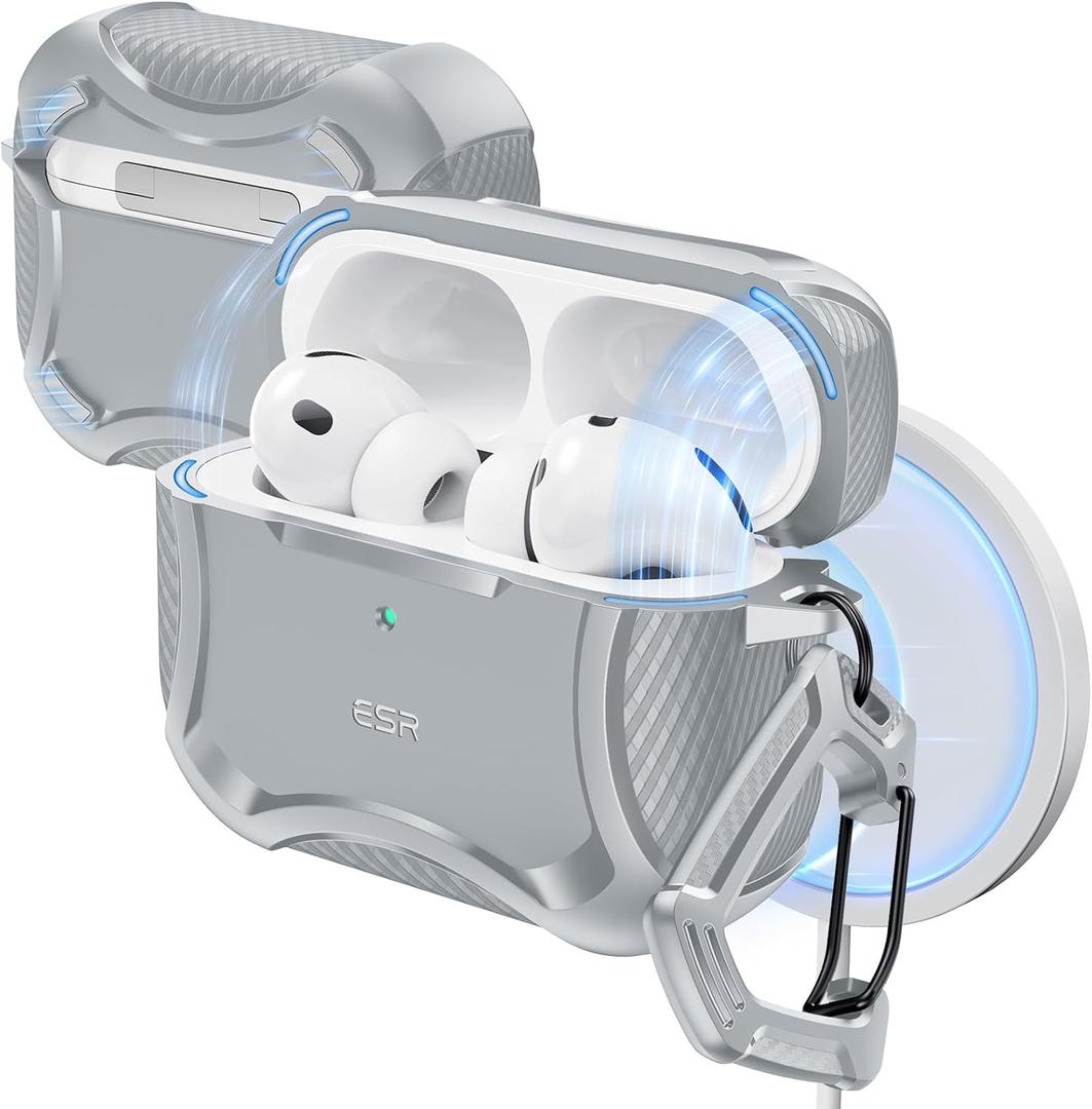 ESR for AirPods Pro 3 Case (2025), Compatible with Airpods Pro 3rd Generation (USBC Cable), Magnetic Lid, MagSafe Ready, Powerful Drop Protection, Cyber Series, Gray