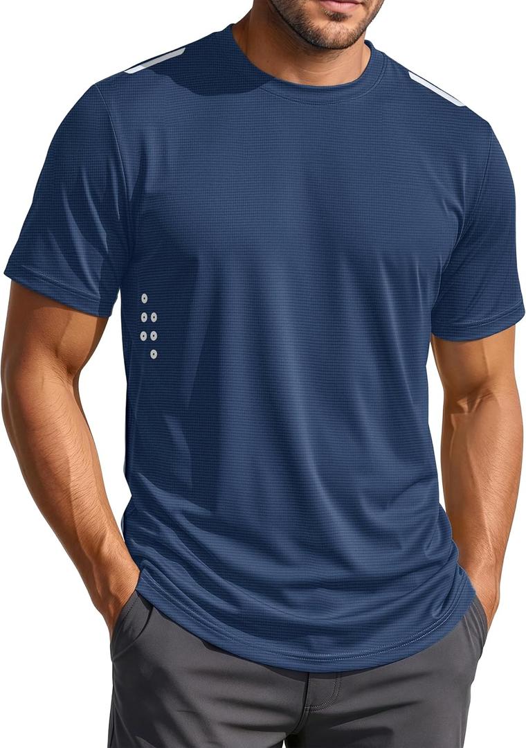 MAGCOMSEN Men's Workout Shirts Quick Dry Lightweight Short Sleeve Shirt (XL)