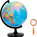 World Globe for Kids & Adults, 12 Inch Educational Tools with Stand, DIY Assembly Desk Decor Geography Learning Globe for Home Office Classroom Decor (Blue, 12 Inch)