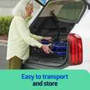 Medline Lightweight Foldable Transport Wheelchair with Handbrakes and 12-Inch Wheels, Blue Frame, Black Upholstery