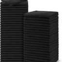 Salon Towels 48 Pack, Microfiber Barber Towel Bulk,(16x29 inches) Fast Drying Hair Towels Super Soft Black Hand Towels for Gym, Salon, Bath, Spa Use and Home Hair Care (Not Bleach Proof)