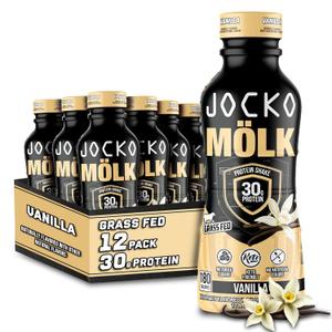 Jocko Mlk 30g Grass Fed Protein Shakes  No Added Sugar Protein Drinks KETO Friendly - Ready to Drink 12 FL Oz (Pack of 12) Vanilla