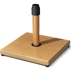 45lbs Patio Umbrella Base - Heavy Duty Outdoor Patio Market Umbrella Stand for Deck, Poolside, Balcony, Wind-Resistant Design, Decorative Wood Pattern (Teak)