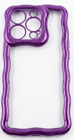 for iPhone 15 Pro Max Case, Cute Stylish Glossy Bubble Wave Design, Silicone Women Girl Glitter Curly Wavy Aesthetic Protective Cover for iPhone 15 Pro Max Phone Case, Shiny Purple