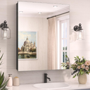 24 x 32 Medicine Cabinet Mirror, Moisture-Proof Aluminum Bathroom Medicine Cabinet with Mirror, Bathroom Mirror Cabinet with Adjustable Shelves, DTC Hinges, Recessed/Surface-Mounted