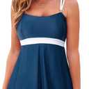 Aleumdr Tankini Swimsuits for Women Two Piece Tummy Control Bathing Suits Flowy Swim Tops with Bottoms (Large, Sail Blue)