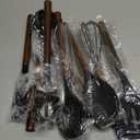 Silicone Cooking Utensil Set, Umite Chef 8-Piece Kitchen Utensils Set with Natural Acacia Wooden Handles,Food-Grade-Silicone Kitchen Gadgets Spatulas Set for Nonstick Cookware- Black