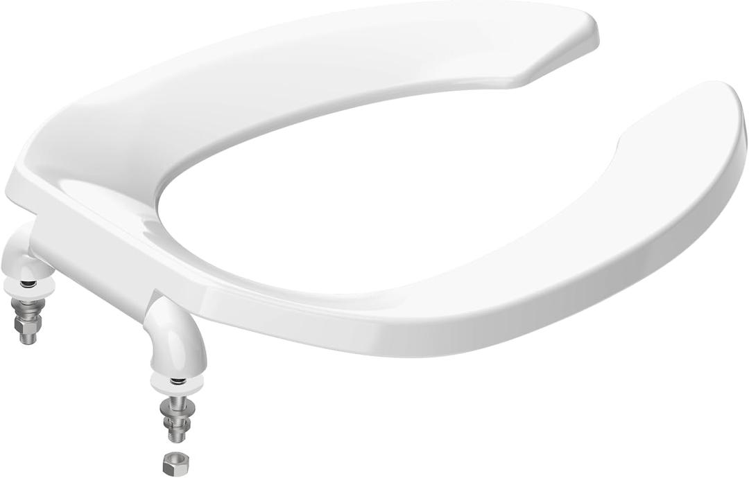 Commercial Toilet Seat Front Open, Toilet Seat Public 18.5 Inch Elongated Toilet Seat for Church, School, Hospital, Office,Heavy Duty Toilet Lid Common(White)