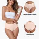 Coskefy Women's High Waisted Cotton Underwear Soft Breathable Panties Stretch Briefs Ladies Panties 5 Pack (Beige, XL)