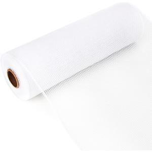 Ribbli White Mesh Ribbon for Wreath,10 inch x 30 feet(10Yard), Christmas Ribbon for Wreath Swags and Christmas Tree Decoration (Non-Metallic)