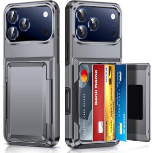 LeYi for iPhone-17-Pro-Max Case Wallet, Grey Card Holder for i Phone 17 ProMax Cases Military Grade Shockproof Anti-Yellowing Heavy Duty Women Men Funda para Cover for iPhone 17Pro Max (Gray)