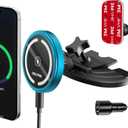 OHLPRO 15W Magsafe Car Mount Charger for iPhone 17, Fast Wireless Charging Magnetic CD Slot Holder with 3M Adhesive Base for Dashboard, Aluminum Shell, Compatible with iPhone 16/15/14 Pro Max, Blue
