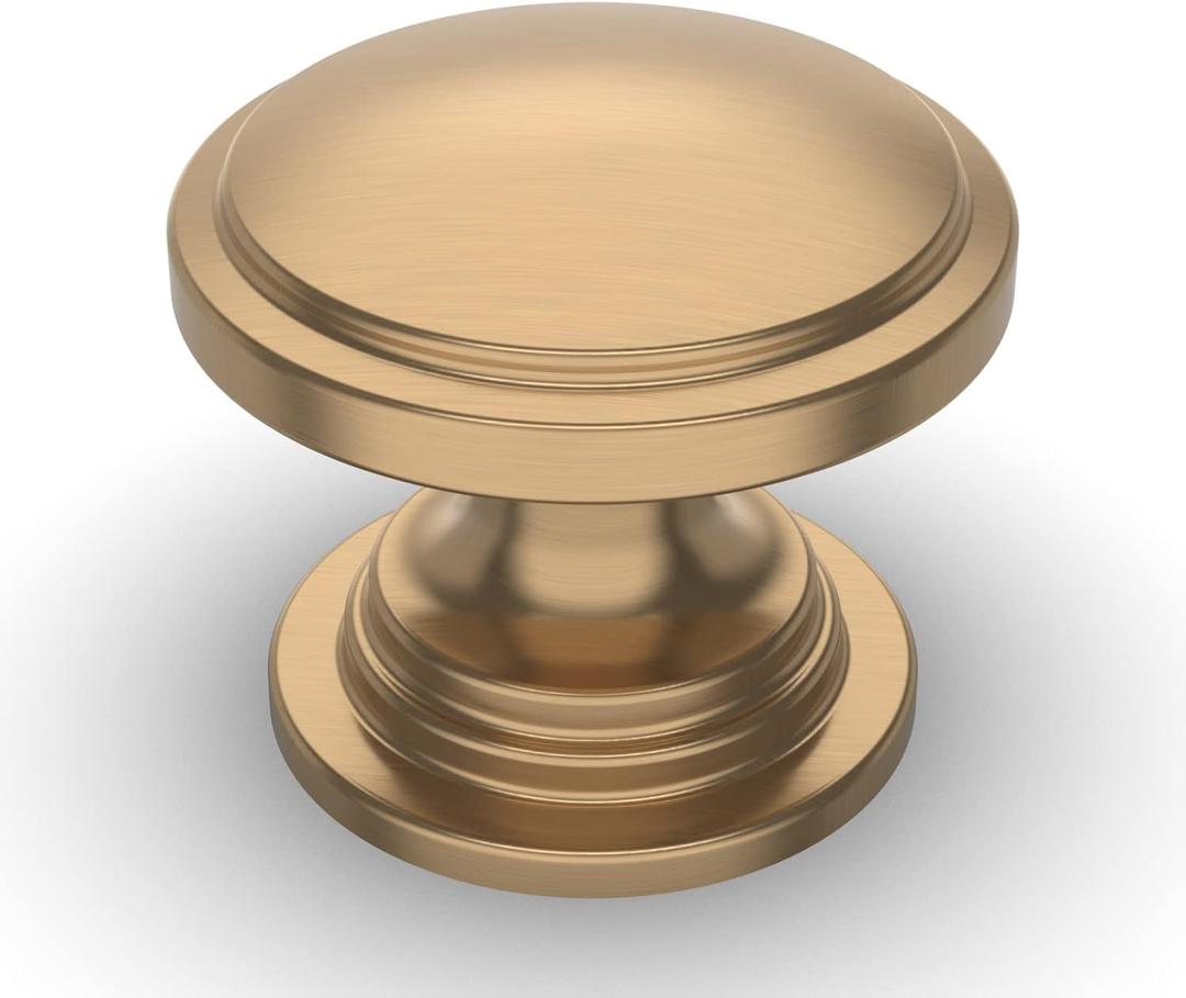 Amerdeco 10 Pack 1-1/4 inch Kitchen Cabinet Knobs Champagne Bronze Cabinet Knobs Bedroom Dresser Gold Round Drawer Knobs Single Hole Cabinet Pulls
