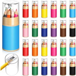 24 Sets Mini Colored Pencils Bulk Kids Pencils with Sharpener 3.5 Inch 12 Assorted Colors Drawing Coloring Pen Set for Kid Children Art Painting Mini School Graduation Supplies