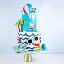 LaVenty Beach Cake Decorations Summer Surfboard Cake Toppers Pool Party Cake Decoration Luau Cake Decoration Hawaiian Cake Decorations for Summer Decorations