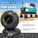 FUNDANGO 300L Large Beach Wagon with Big Wheels for Sand, 550lbs Heavy Duty Beach Wagons with Balloon Wheel, Folding Collapsible All Terrian Cart with Side Pockets for Sports, Camping, Pump Included