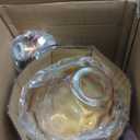 Colorful Amber Hammered Glass Pendant Light with Brass Gold Accent, Adjustable Hanging Lamp for Kitchen, Dining Room, and Living Room