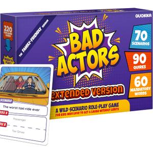 QUOKKA Charades & Guessing Game for Family - 120 Hilarious Scenarios & Quirk Cards | Perfect for Family Game Night, Parties, Gifts & Reunions | Extended Pack