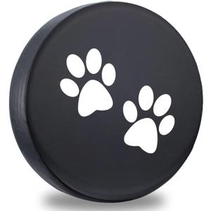 Spare Tire Cover,Weatherproof Vinyl Leather Wheel Cover for Jeep Wrangler Sahara,Hummer H3,Toyota FJ,Trailer, RV, SUV, Truck (32"-33" Paw Print)