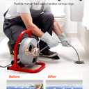VEVOR Drain Cleaner Machine 50 FT x 5/16 Inch, Sewer Snake Auger with 228RPM Electric Drill, Manual Feed Drain Cleaning Machine with 6 Cutters & Air-activated Foot Switch for 2" to 4" Pipes