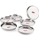 HAZEL 10-Inch Stainless Steel Dinner Plates Set of 6, 14 oz Unbreakable Dishes for Camping & Dining