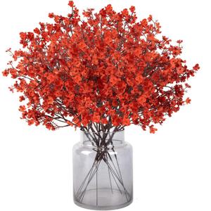 MACTING Artificial Fall Orange Flowers 12 Bundles Fake Baby Breath Gypsophila Silk Stems for Table Centerpieces Vase Kitchen Modern Home Indoor Outdoor Thanksgiving Autumn Decorations