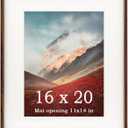 16x20 Frames Natural, Solid Walnut Wood 16 x 20 Picture Frame with Mat for 11 x 14 Image, Wall Gallery Mounting 20 x 16 Inch Large Poster Photo Frame