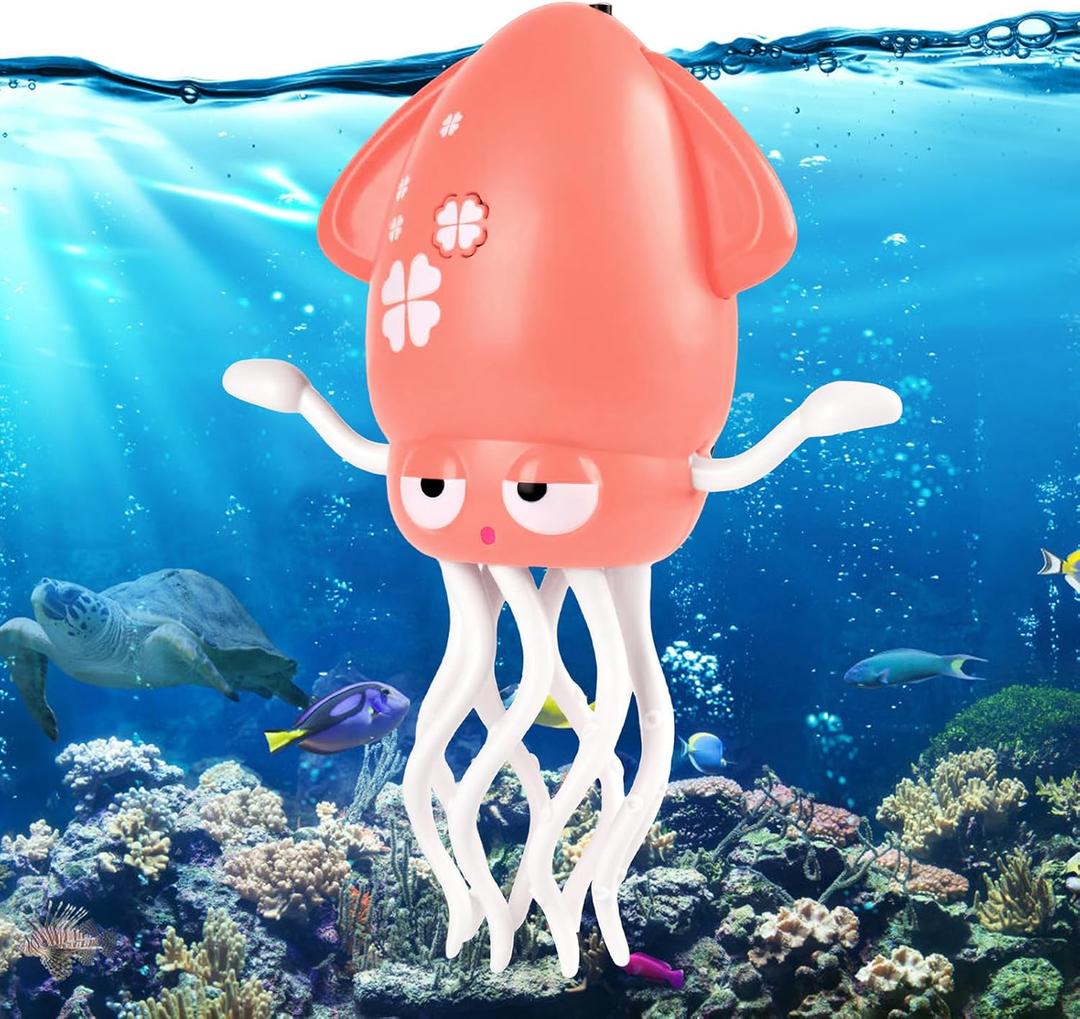 2 x Magic Dancing Octopus Toy, Squid Crawling Toy with LED Light & Music, USB Rechargeable Interactive Baby Toys, Tummy Time Toys for Toddler Boys Girls Birthday (Pink)