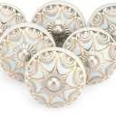 ATCUSA Gold Dresser Knobs for Cabinets and Drawers - Classical Boho Handmade Ceramic Pull Handle for Kitchen Decor - Blue and Gold (6)