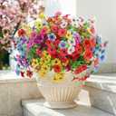 ATTGREAT Artificial Flowers Outdoors Faux Plants UV Resistant Fake Flowers Daisy Plastic Greenery Plnats Outside for Garden Planter Patio Porch Spring Summer Home Home Decor, 12 Bundles (Multicolor)