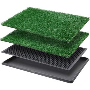 LOOBANI Dog Grass Pad with Tray - Dog Litter Box - Indoor Potty for Apartment and Patio Training - with 2 Packs Grass Pee Pads for Replacement,   (Tray Potty 16*20inch)