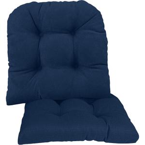 Klear Vu Gripper Overstuffed Universal Non-Slip Dining Chair Cushions for Kitchen Decor or Office Use, U-Shaped Skid-Proof Seat Pad, 15x15 Inches, 2 Count (Pack of 1), Linear Indigo Blue