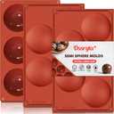 5-Cavity Extra Large Semi-Sphere Silicone Molds - Half Sphere Bakings Mold for Chocolate Bombs, Dome Cakes, Candy, Jelly & Mousse - Reusable Non-Stick Chocolate Mold Set (3 Pack)