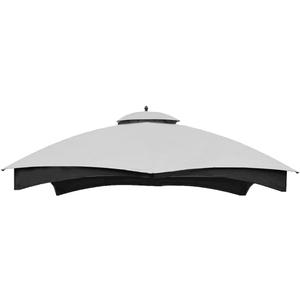 Hugline Outdoor Replacement Canopy Top Double Tier Gazebo Roof Cover for Lowe's Allen Roth 10x12 Gazebo #GF-12S004B-1 (Gray)