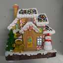 LED Lighted Musical Gingerbread House, 7.3" Christmas Village House Decoration with Light-up Gingerbread Cookie and Snowman, Christmas Collectible Buildings for Holiday Decor for Home and Desktop