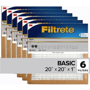 Filtrete 20x20x1 Air Filter, 3M MERV 5 HVAC AC Furnace Filter Replacement, 6-Pack (Actual Size 19.69x19.69x0.88 in)