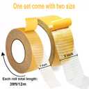 Hem Tape No Sew No Iron - 1inch+2inch x 39FT Double Sided Tape Heavy Duty, Ultra Strong Multifunctional Mounting Tape, 2 Sided Tape for Curtains, Rugs, Fabric, Pants, Craft - Long-Term Hold