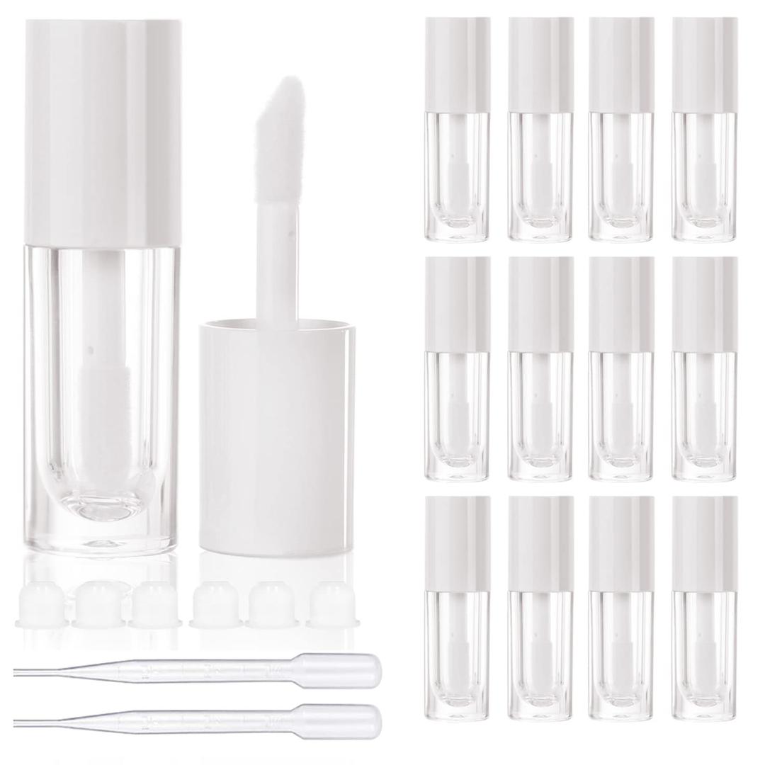 COSIDEA 14pcs Empty 6ml big brush lip gloss tubes for DIY lip gloss, White lipgloss containers